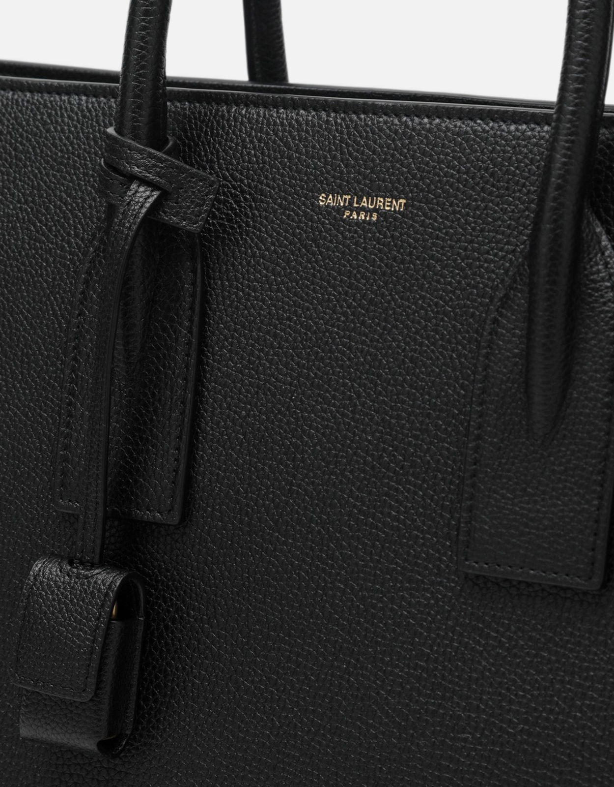 【美品】SAINT LAURENT Parisブラック レザー　トートバッグ サンローランパリ SHOPPING BAG MEDIUM N/S ブランドオフ SAINT