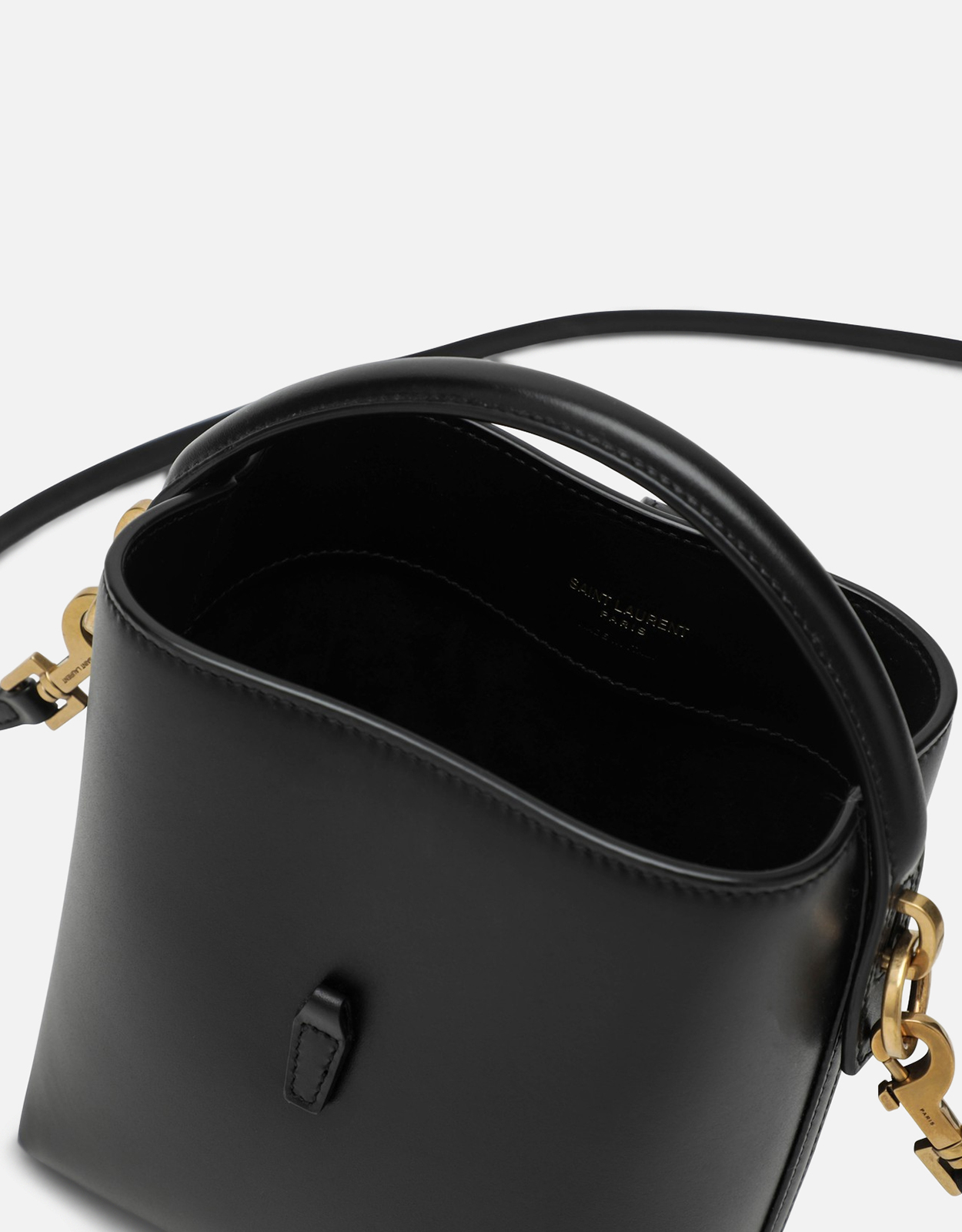 Saint Laurent ル37ミニシャイニーラムスキンバケットバッグ (すべての