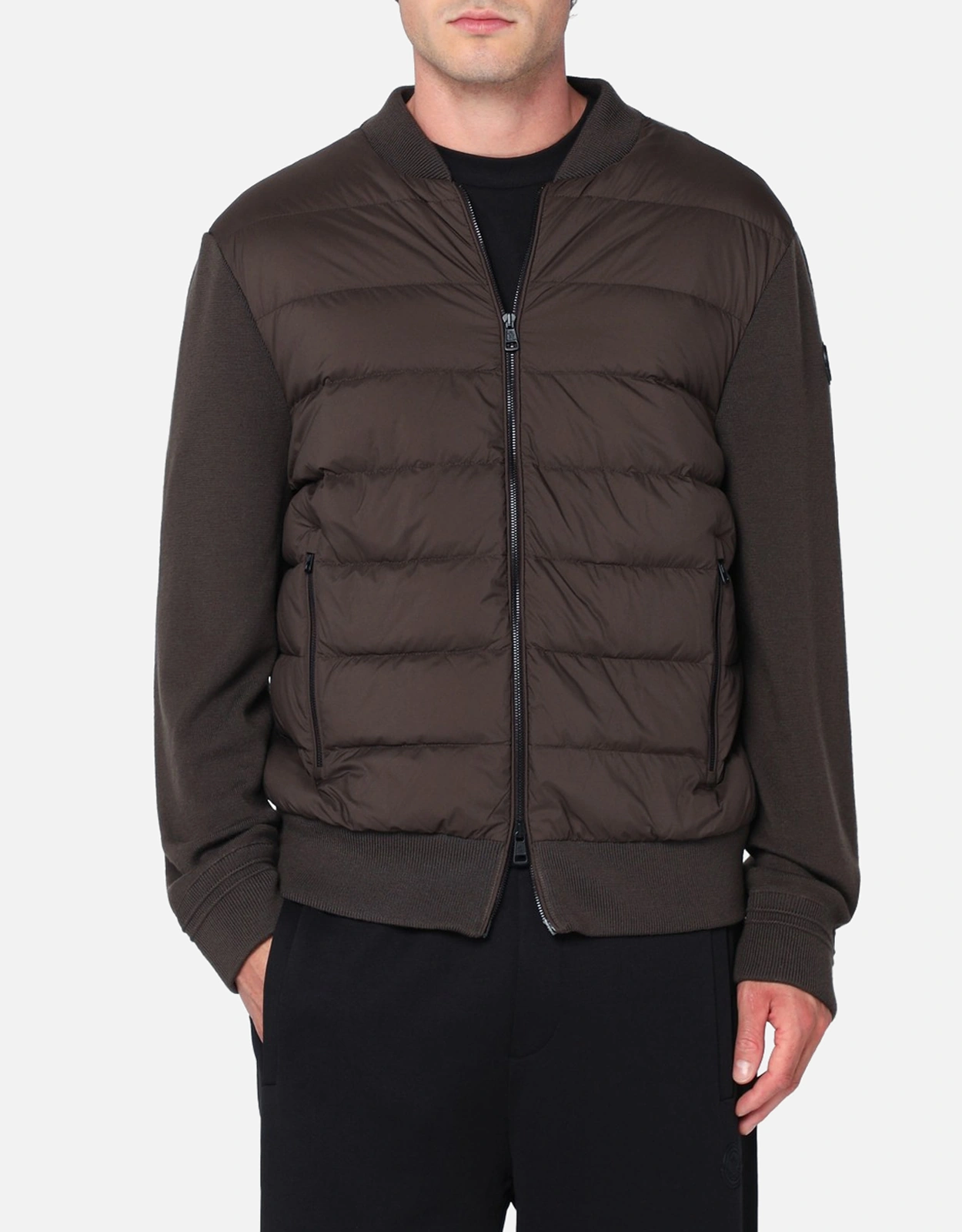 Moncler Men's Padded Nylon Knit Sleeve Bomber Jacket
