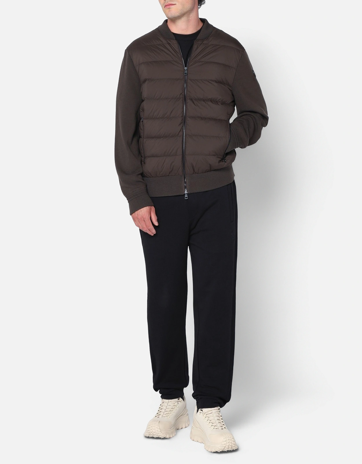 Moncler Men's Padded Nylon Knit Sleeve Bomber Jacket