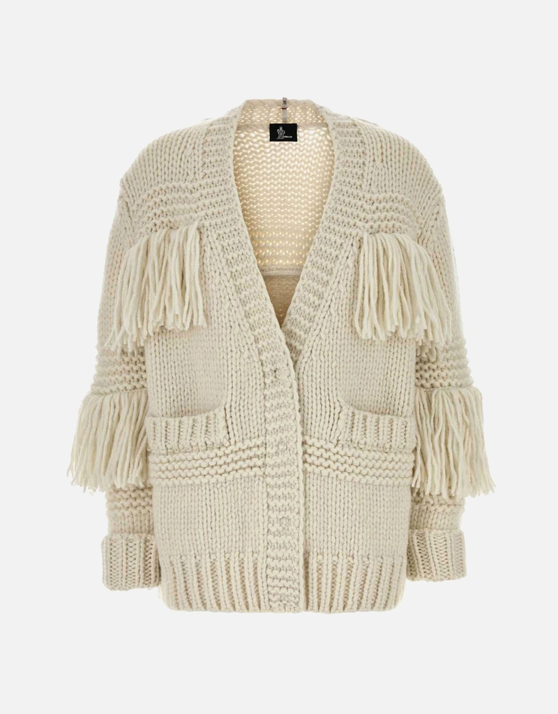 Moncler Grenoble フリンジ付きウールブレンドVネックカーディガン