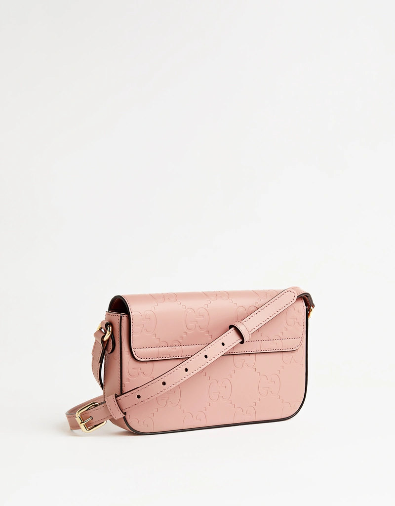 Gucci GGスーパーミニカーフスキンフラップクロスボディバッグ