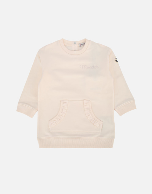 MONCLER ロゴプリント フリル袖チュニック 115cm Moncler Kids Embroidered Logo Cotton Sweatshirt Dress (All New In
