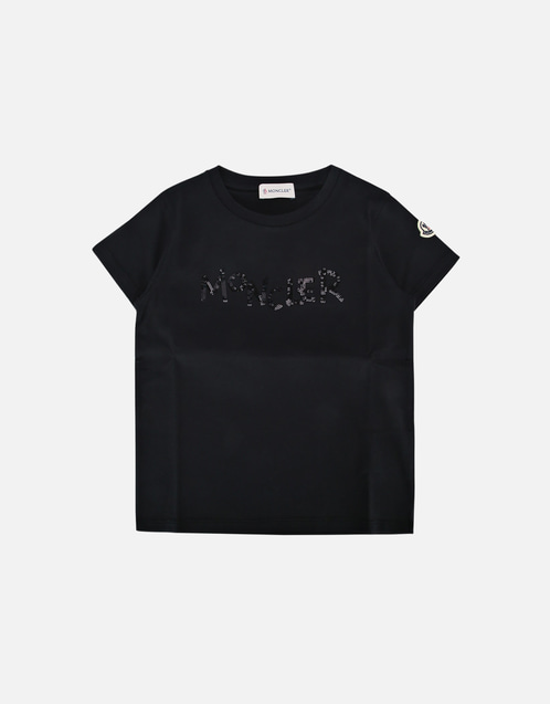 Moncler Kids スパンコール刺繍ロゴコットンTシャツ (すべての新品