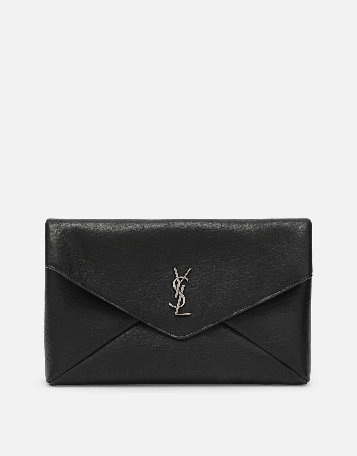 Saint Laurent Saint Laurent Men's Cassandre large black Envelope clutch bag with logo　サンローラン メンズ カサンドル ラージ ブラック エンベロープ クラッチ バッグ ロゴ入り