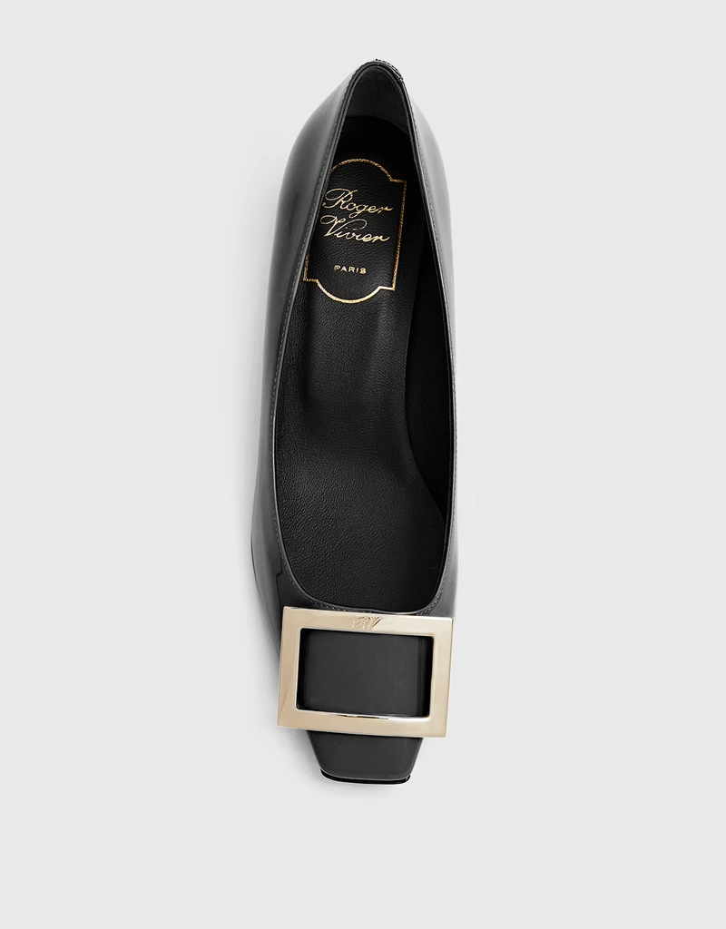 Roger Vivier Trompette Patent Leather Metal Buckle Mid-Heeled