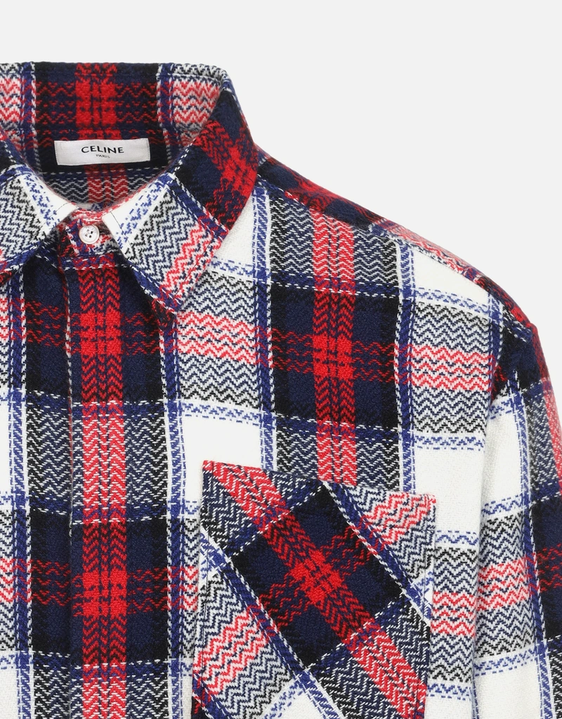 Celine Men's Cashmere Checked Loose Fit Overshirts (All New In