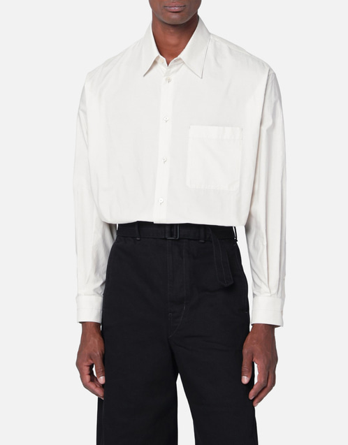 LEMAIRE メンズウォッシュドコットンシルクレギュラーシャツ (アパレル