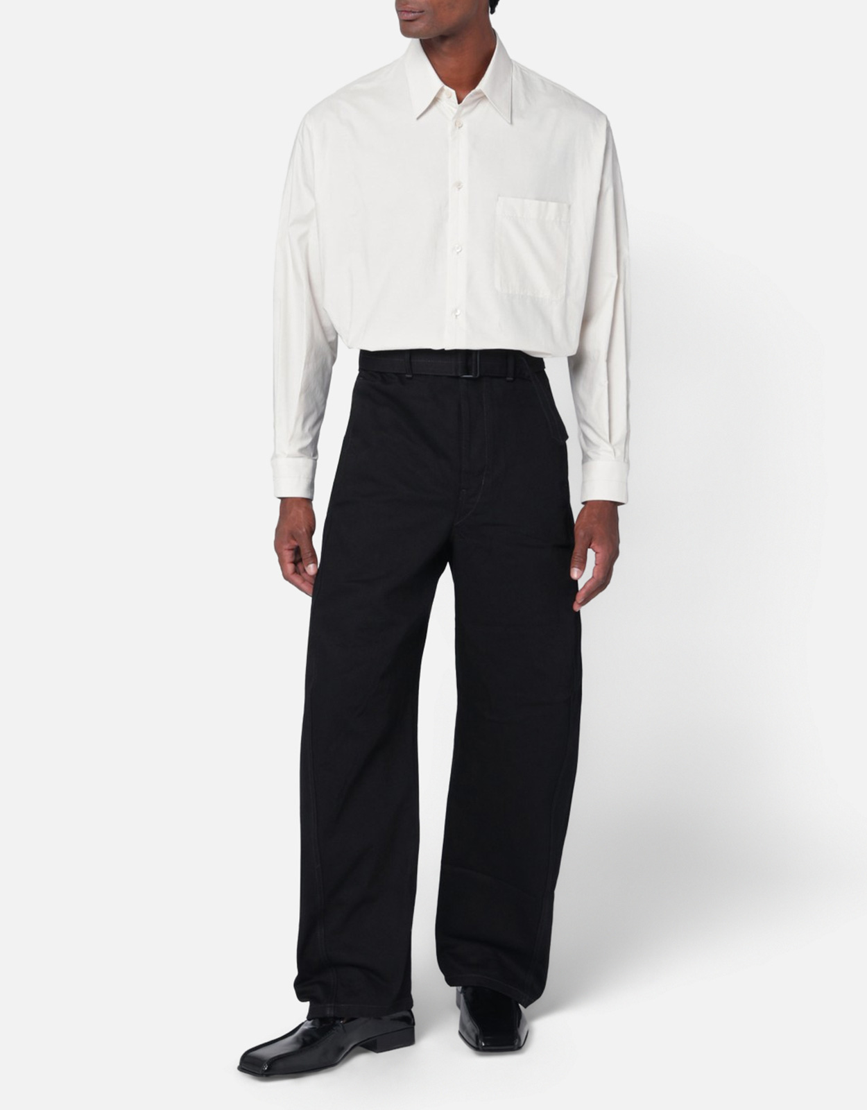 LEMAIRE メンズウォッシュドコットンシルクレギュラーシャツ (アパレル