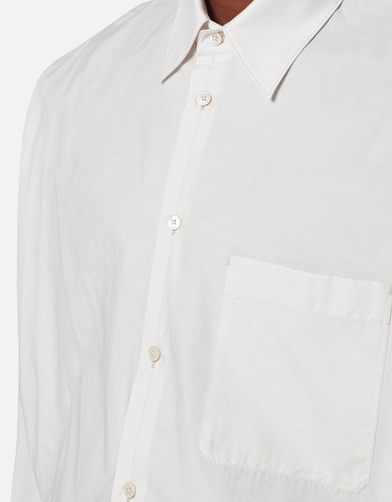 LEMAIRE メンズウォッシュドコットンシルクレギュラーシャツ (アパレル