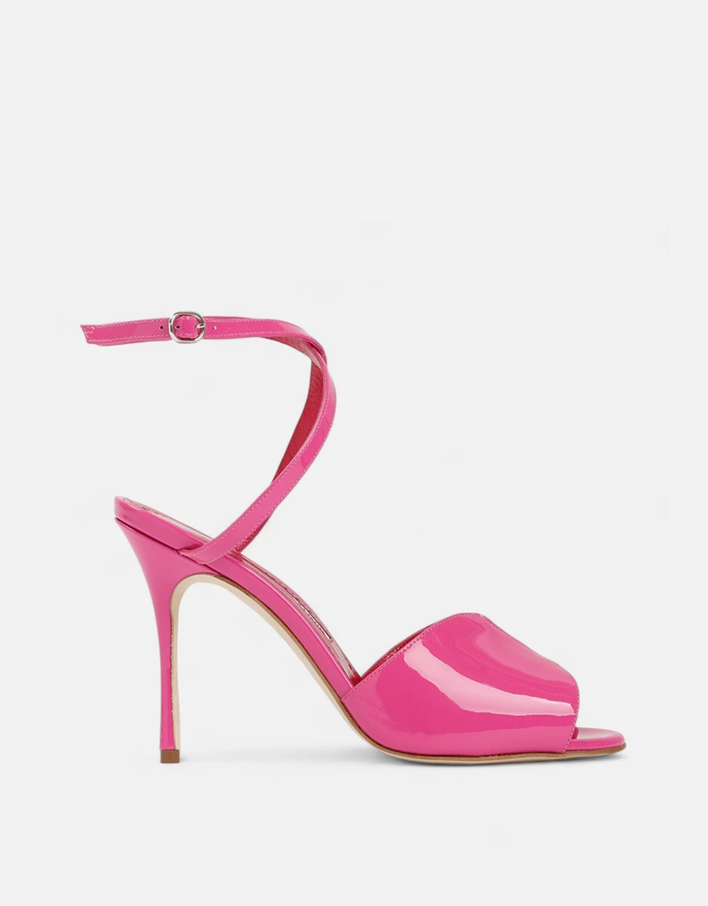 Manolo Blahnik Hourani Patent Calf Leather Sandals (All New In