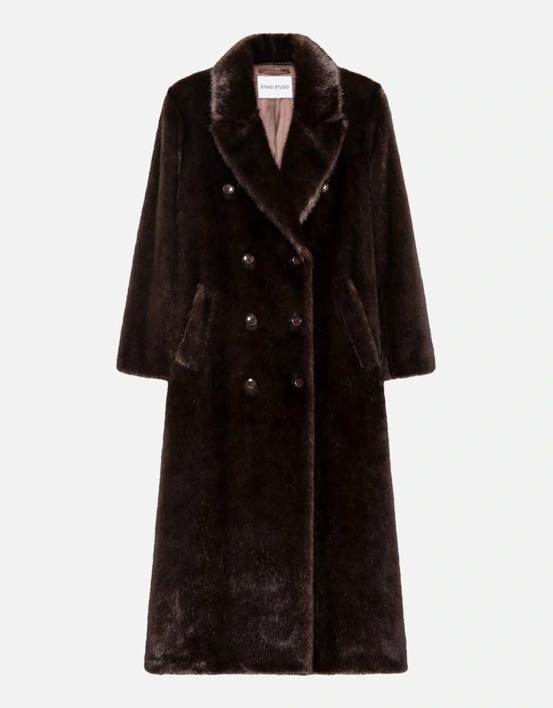 STAND STUDIO Faux Fur Relaxed Straight Harper Coat (All New In