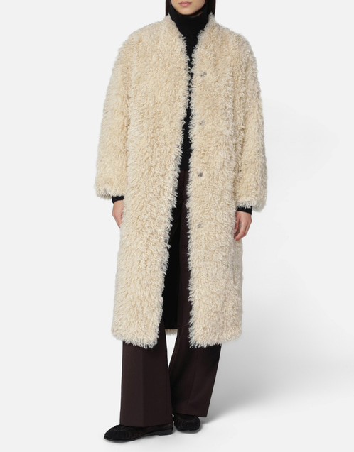 STAND STUDIO ライトベージュエコファーコート (すべての新品) IFCHIC.COM