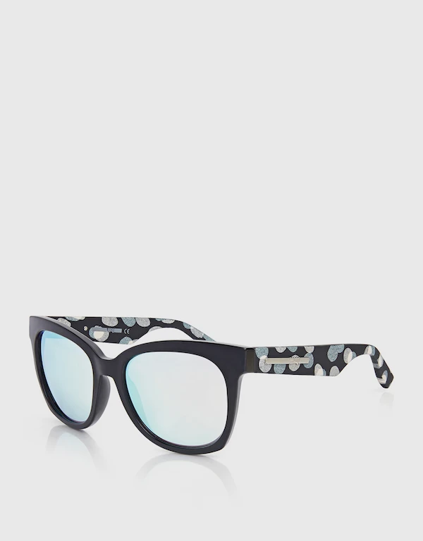 Alexander McQueen Dotted Temple Mirrored Square Sunglasses 