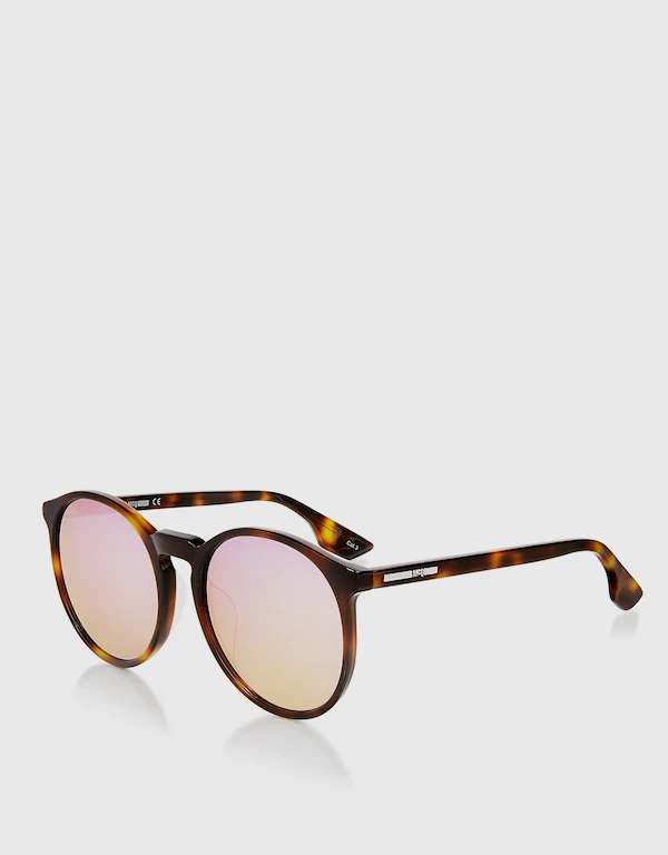 Alexander McQueen Tortoise Mirrored Round Sunglasses  