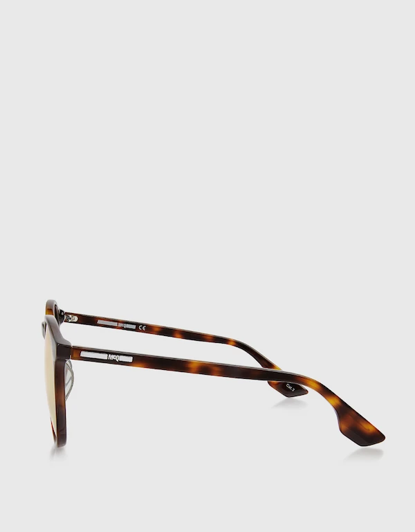 Alexander McQueen Tortoise Mirrored Round Sunglasses  