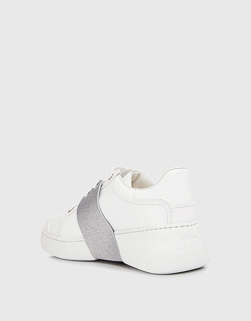 Roger Vivier Viv' Skate Glitter Soft Leather Strass Buckle