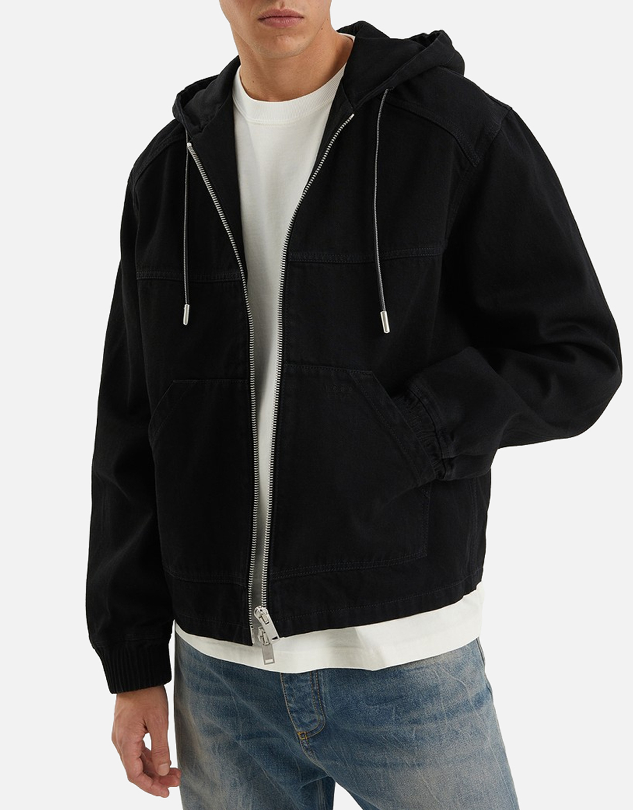 1989 STUDIO Black denim zip hoodie (All New In) IFCHIC.COM