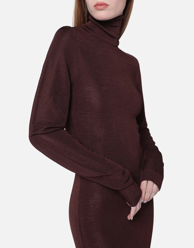 brown turtleneck dress Theory main image 1