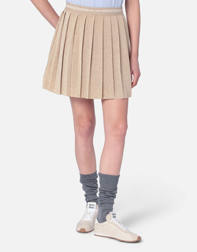 miu miu ベージュ プリーツミニスカート miumiu ミュウミュウ プリーツスカート ベージュ ミニスカート Miu Miu