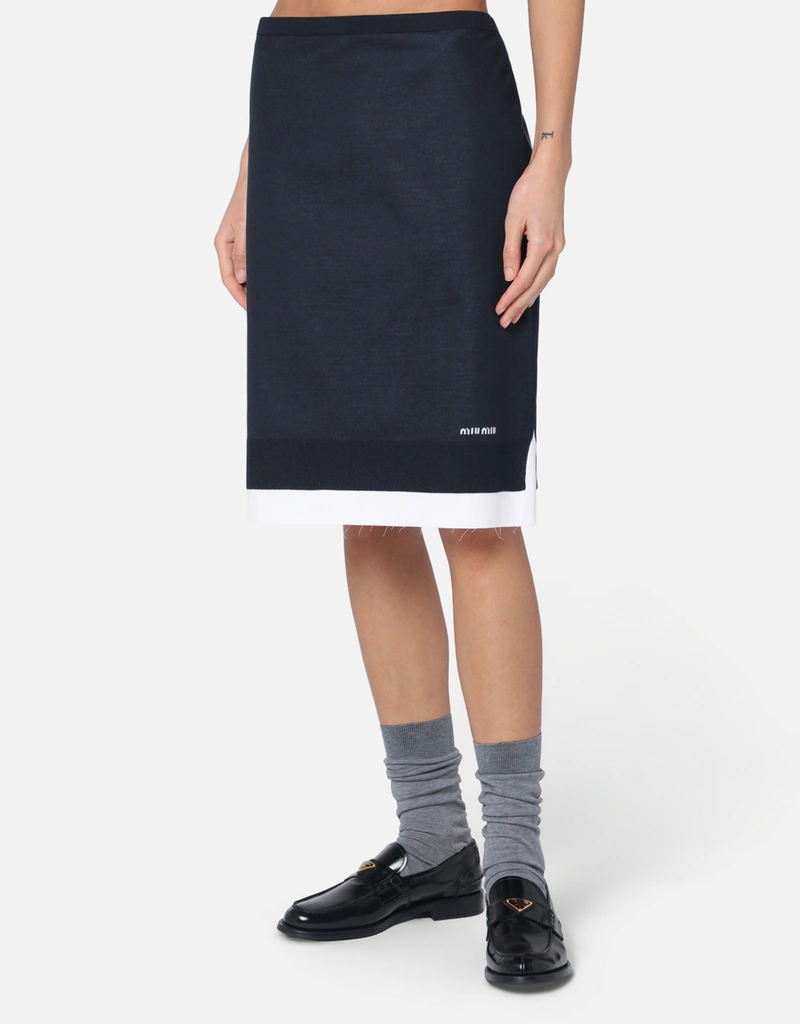 Miu Miu Skirt with double layer blue/white (Skirts) IFCHIC.COM