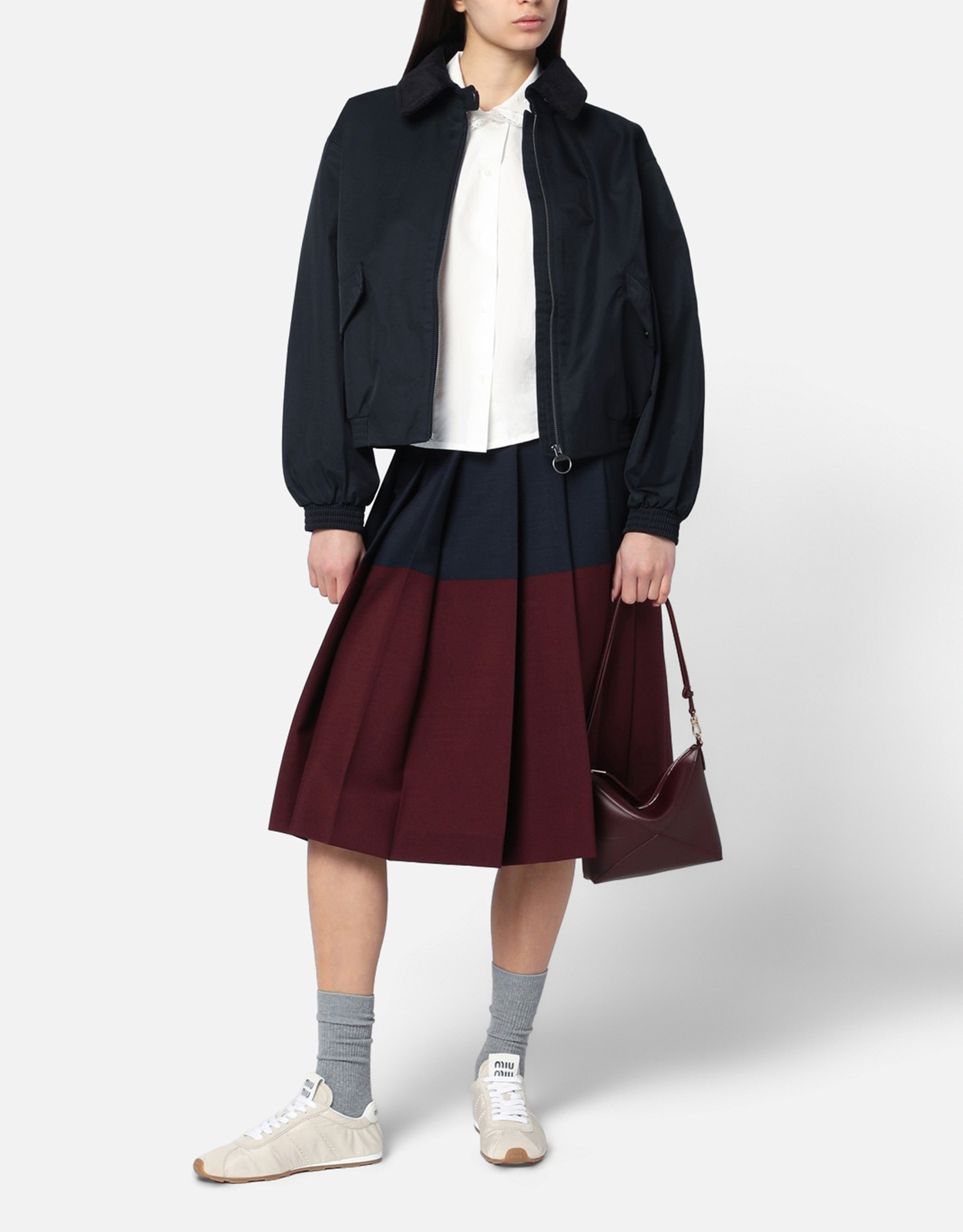 Miu Miu Amaranth/Navy Blue Skirt in Kid Mohair (Skirts) IFCHIC.COM