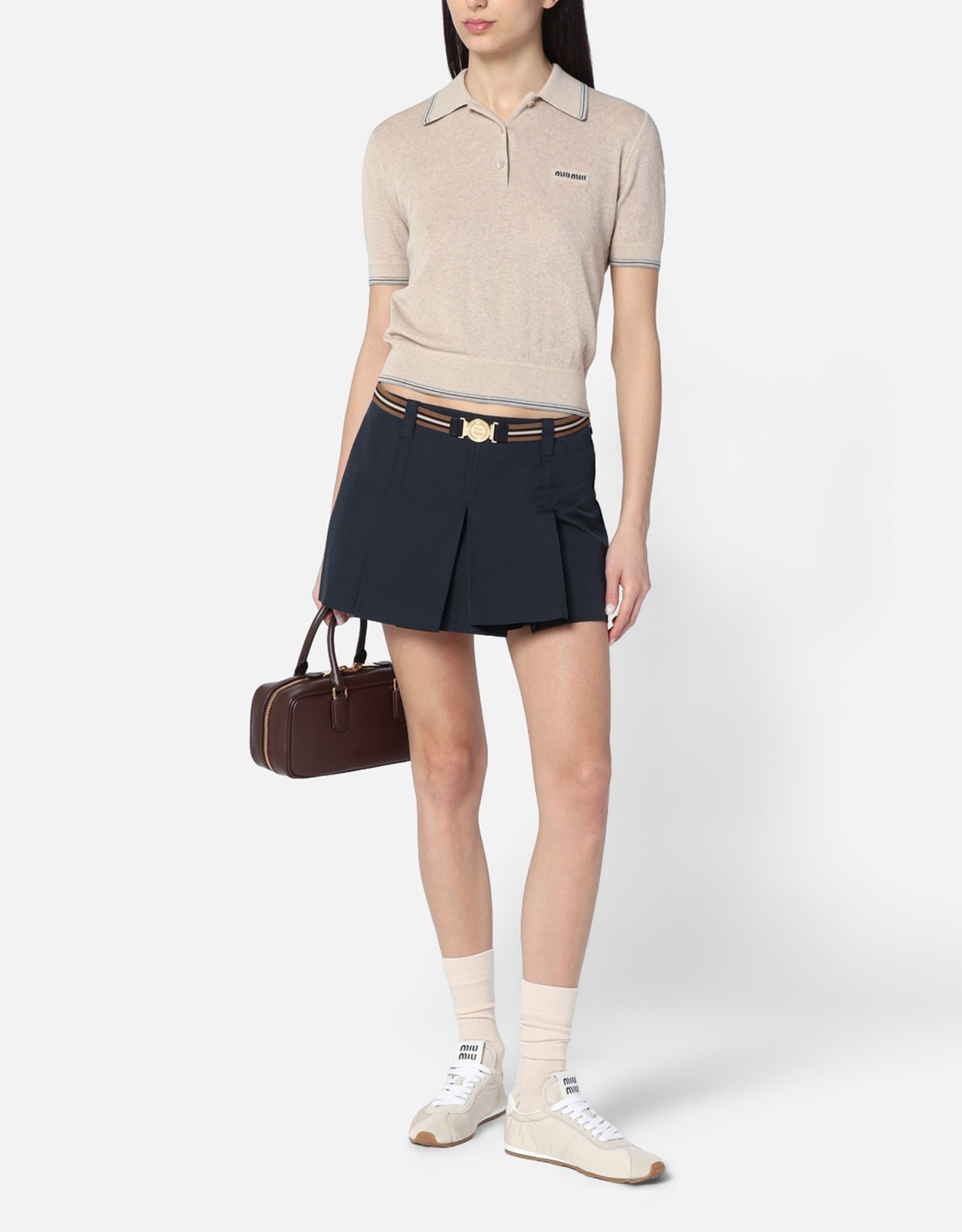 Miu Miu Miu Miu Pleated blue miniskirt - IT 40　ミュウミュウ プリーツブルーミニスカート - IT 40