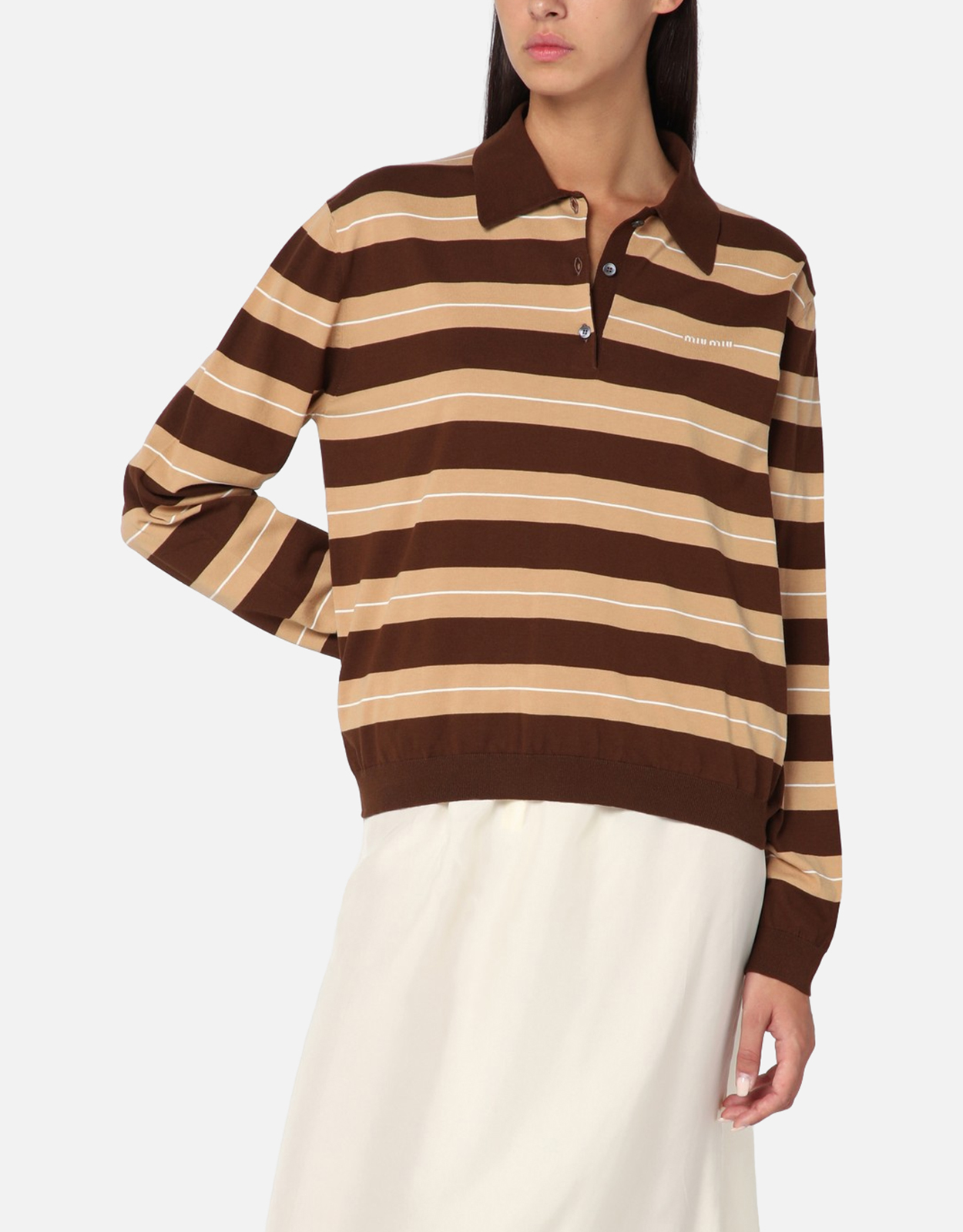 Miu Miu コットンニットポロシャツ (トップス) IFCHIC.COM