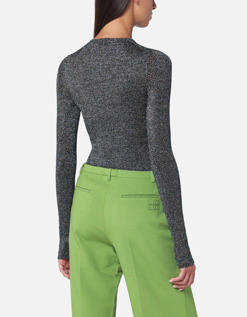 Miu Miu ルレックスVネックスリムフィット長袖セーター (トップス