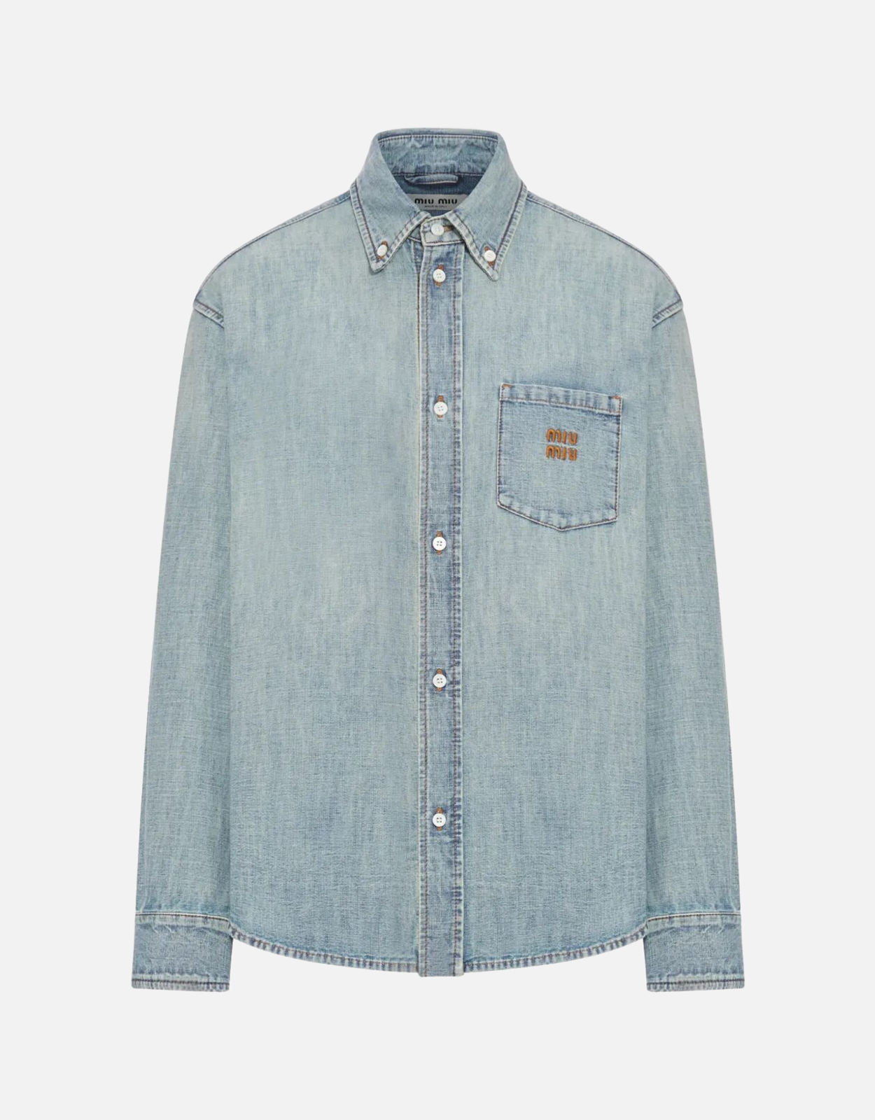 新品 未使用 即完売 MIU MIU シャンブレー シャツ デニムブルー Miu Miu シャンブレー デニム オーバーサイズ シャツ (すべての新品