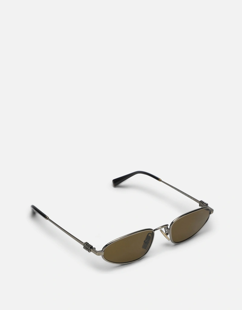 Miu Miu ロゴ オールドゴールド ダークブラウン サングラス