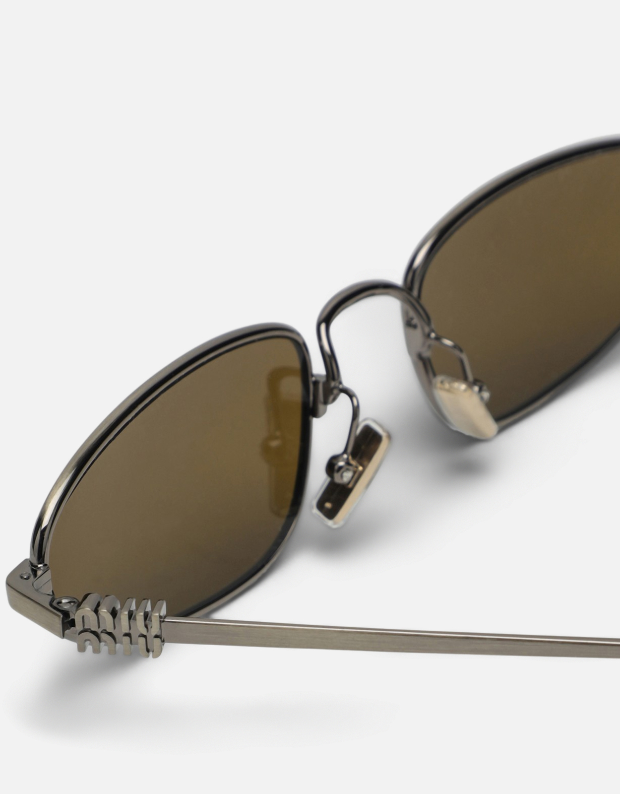 Miu Miu ロゴ オールドゴールド ダークブラウン サングラス