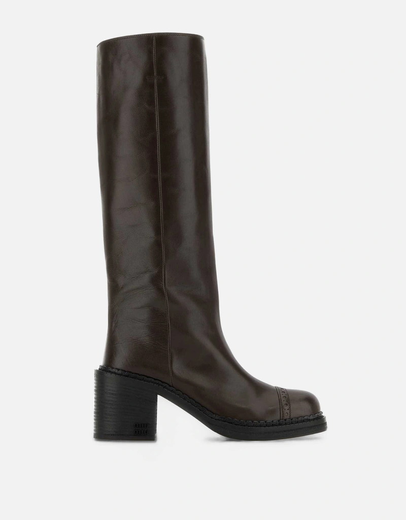Miu Miu チョコレートレザーブーツ () IFCHIC.COM
