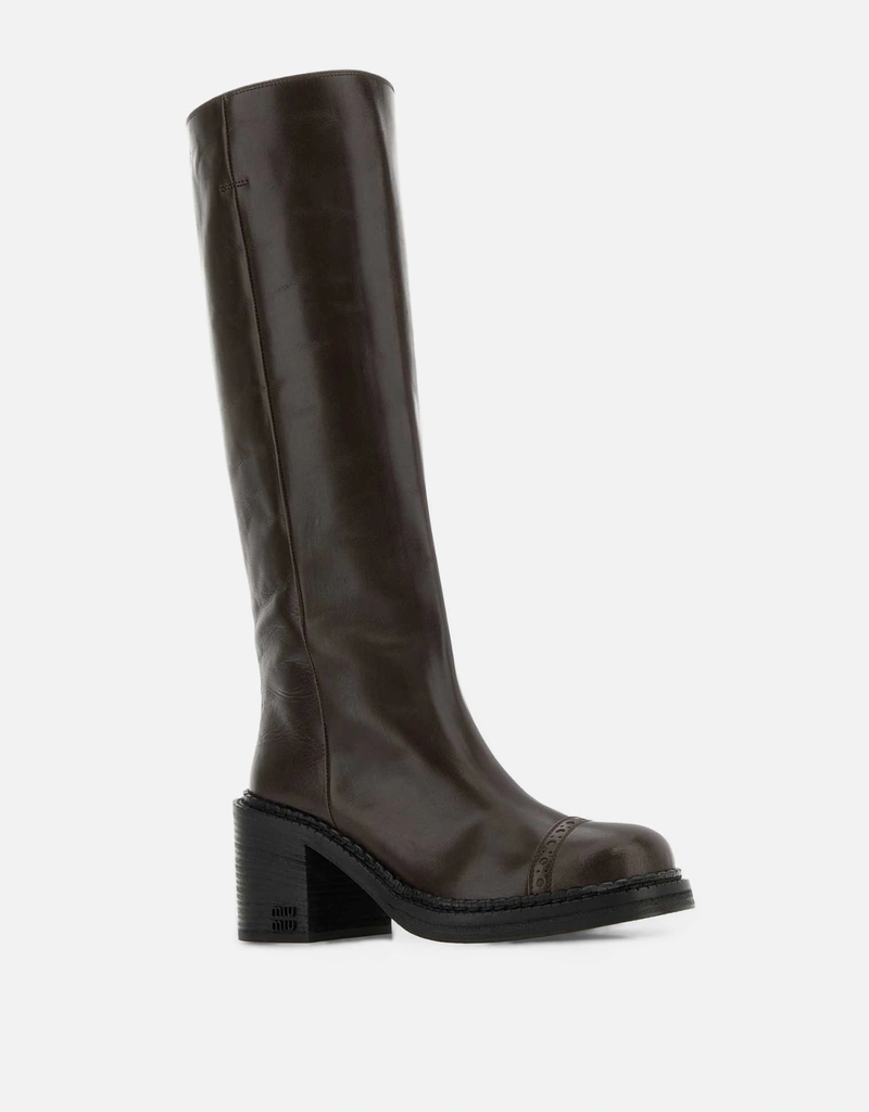Miu Miu チョコレートレザーブーツ () IFCHIC.COM