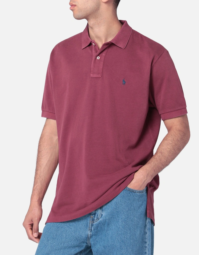 Polo Ralph Lauren メンズ 洗い加工ワインレッドコットンポロシャツ