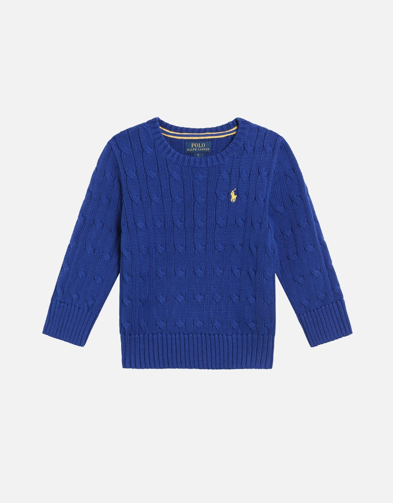 Polo Ralph Lauren Kids キッズブライトブルーウールケーブルニット