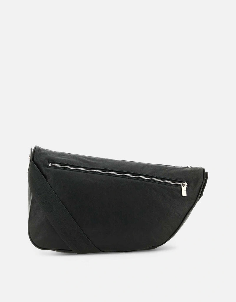 Burberry メンズ スレートレザー ラージシールド クロスボディバッグ