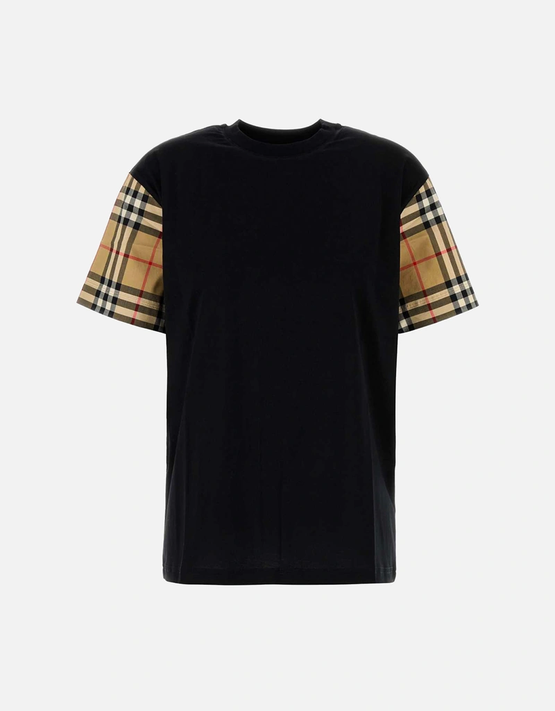 Burberry チェックスリーブコットンオーバーサイズTシャツ () IFCHIC.COM