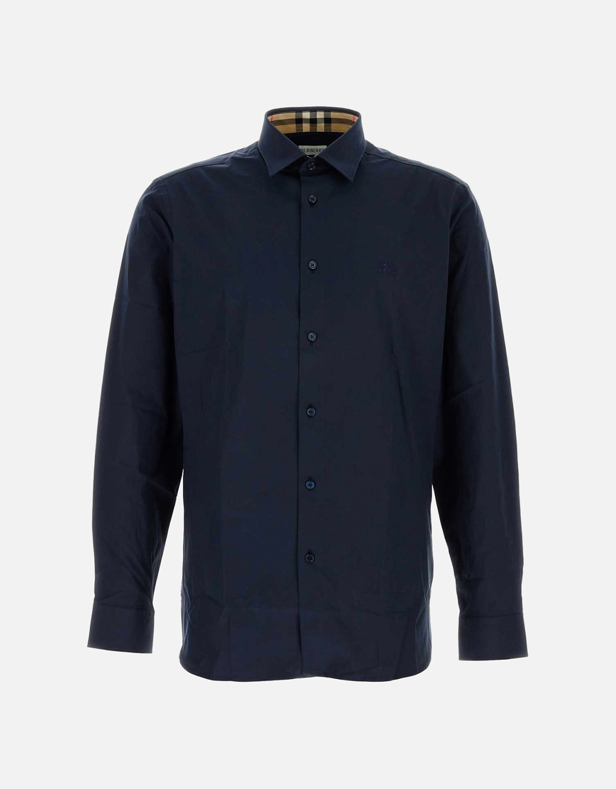 Burberry メンズ ネイビーブルー ストレッチ コットン ポプリン シャツ