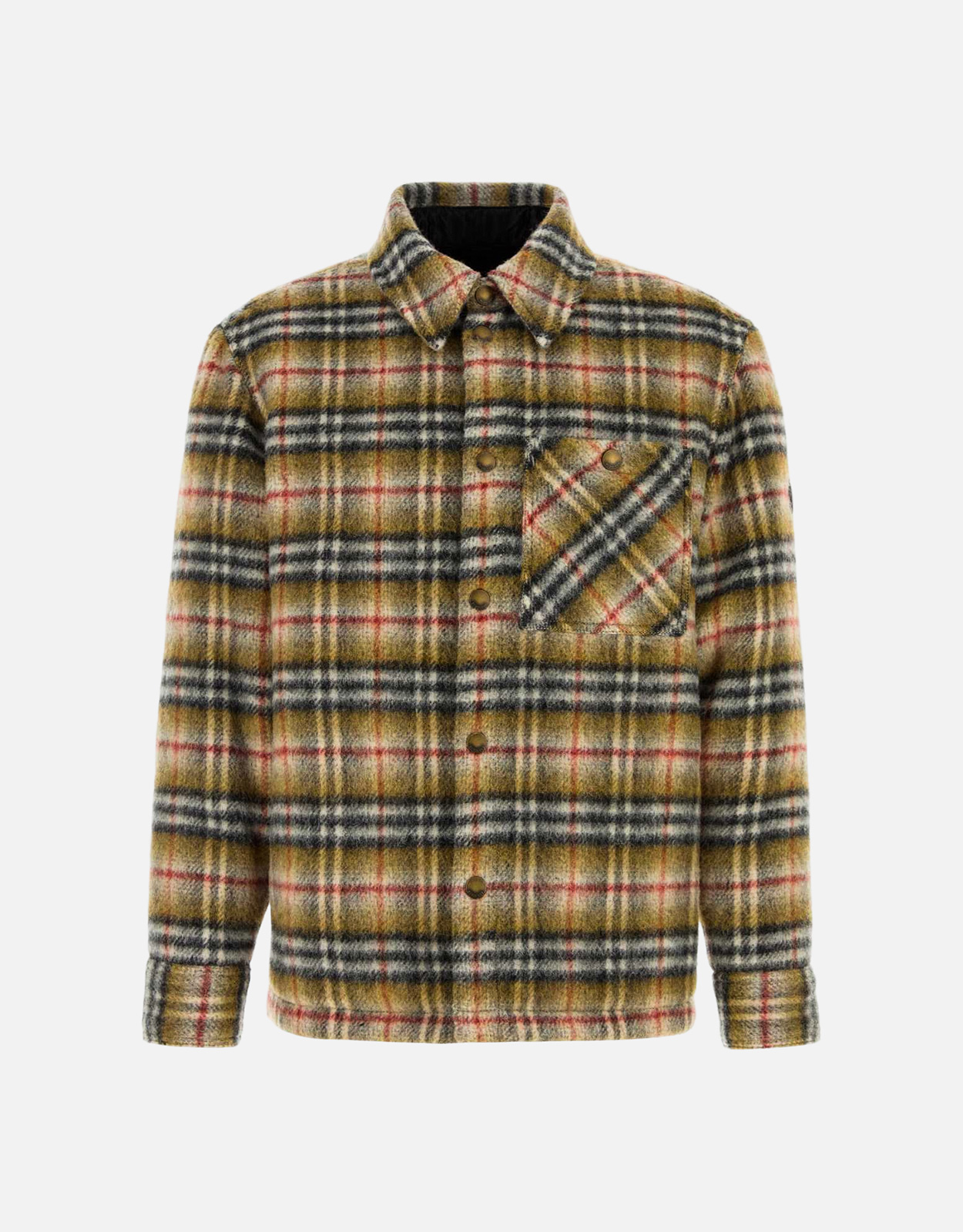 Burberry メンズ チェックウール レギュラーフィット オーバーシャツ