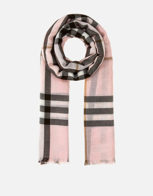 BURBERRY リバーシブルチェック ウールシルクスカーフ Burberry ユニセックス リバーシブル チェック ウール シルク スカーフ