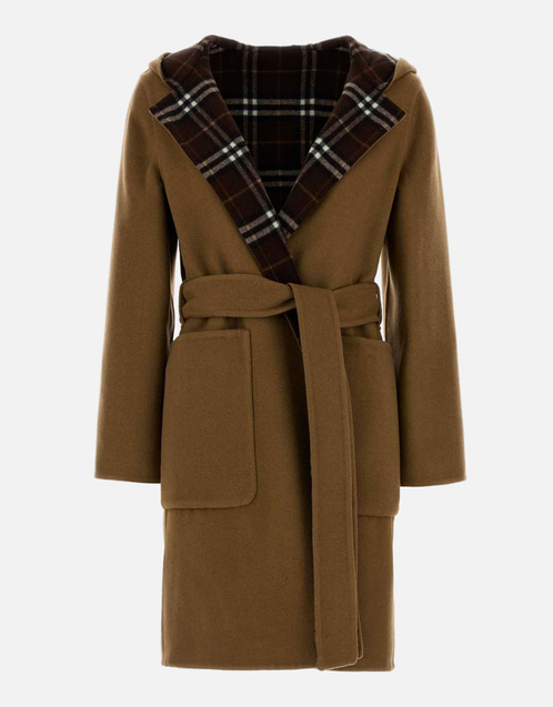 Burberry リバーシブルウールフード付きラップコート (すべての新品