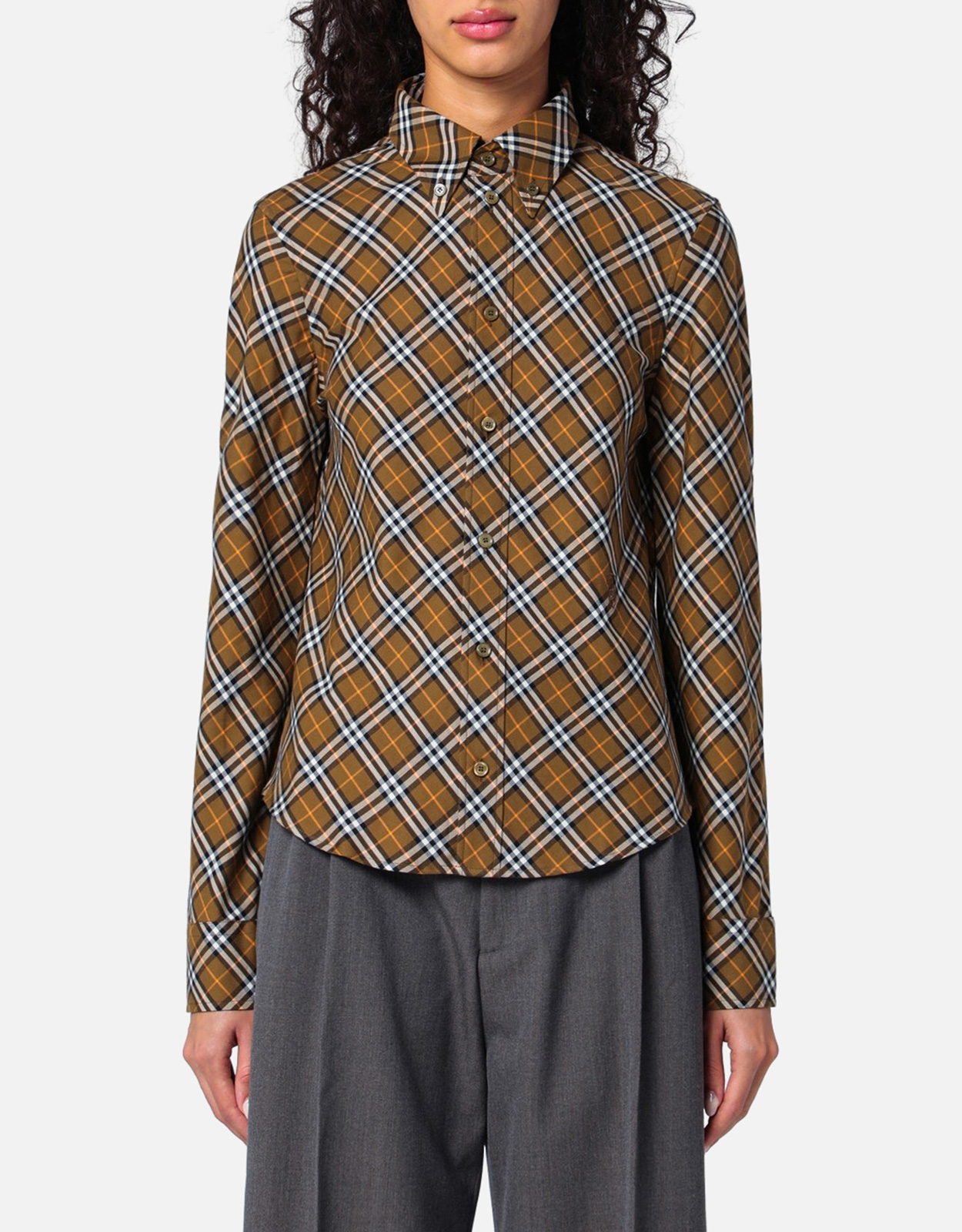 Burberry Burberry Oxid-coloured Check cotton shirt - UK 6　バーバリー オキサイドカラー チェック コットン シャツ - UK 6