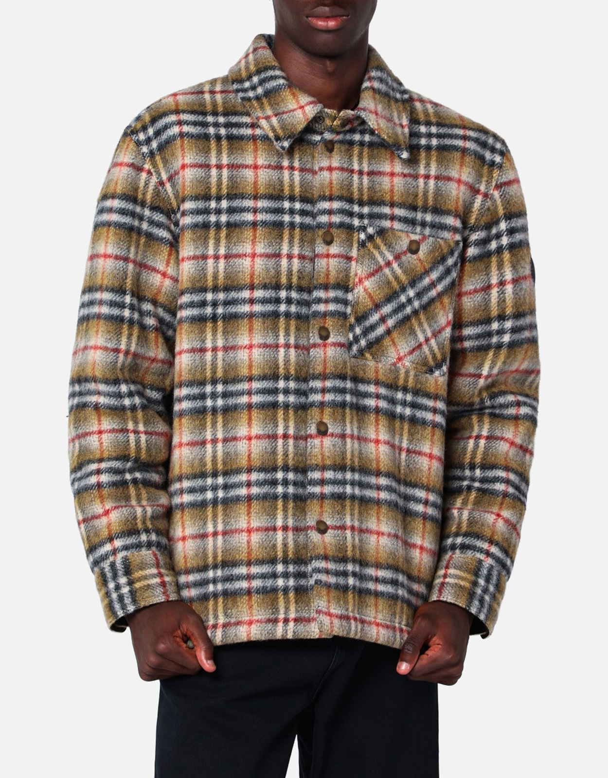 Burberry Burberry Beige checked wool shirt jacket - L　バーバリー ベージュチェックウールシャツジャケット - L