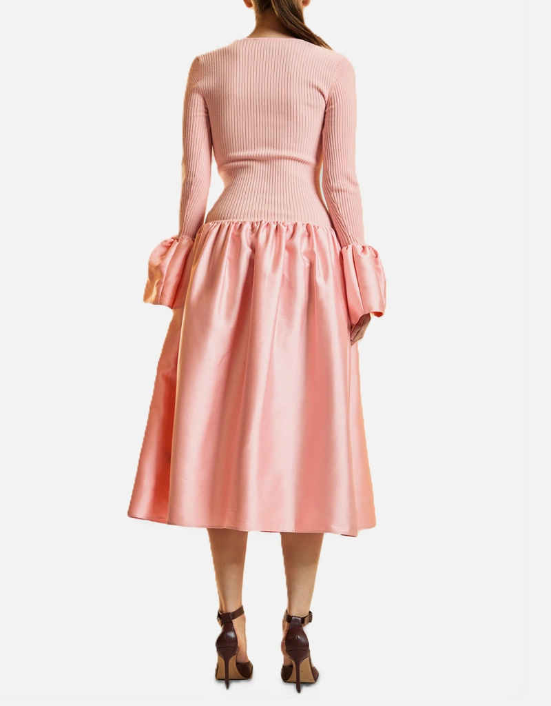 Cynthia Rowley Fiona Rib Knit And Silk Dress - Pink