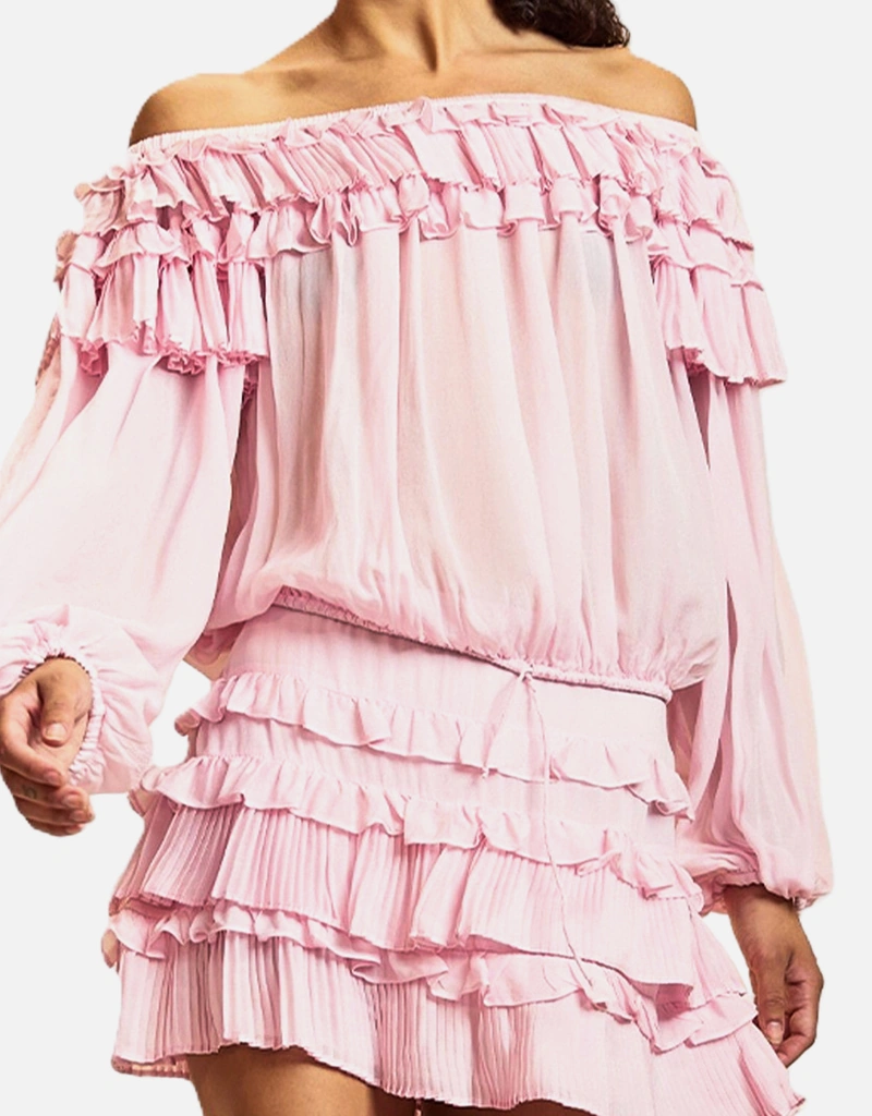 Cynthia Rowley Women's Ruffle Pleated Micro Skirt - Pink - Size 8