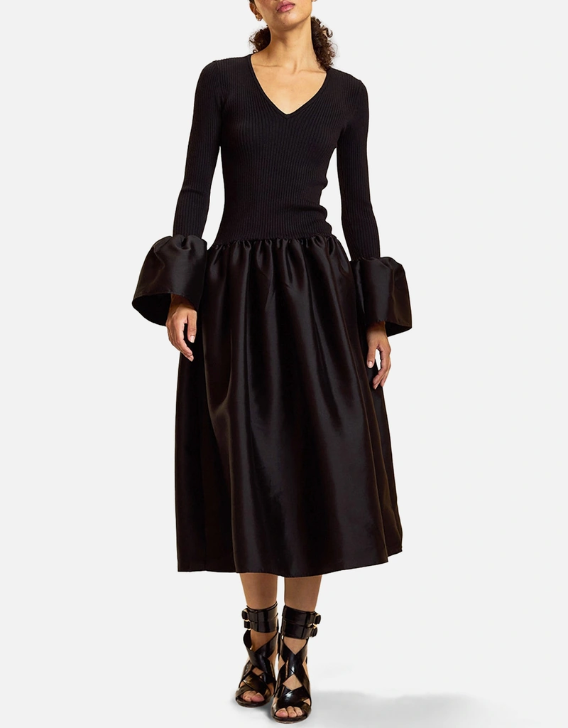 Cynthia Rowley Rib Knit Silk Wool Combo Dress () IFCHIC.COM Cynthia Rowley Rib Knit Silk Wool Combo Dress () IFCHIC.COM