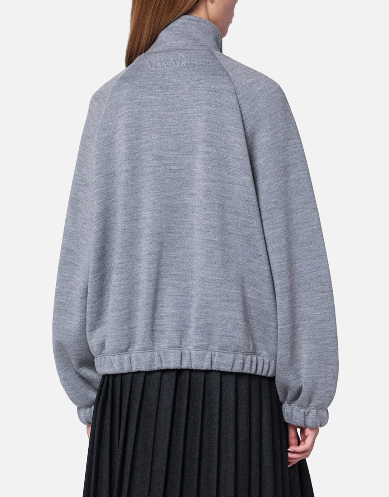 Max Mara グレー 長袖 トップス Max Mara グレーウールブレンドジップアップスウェットシャツ