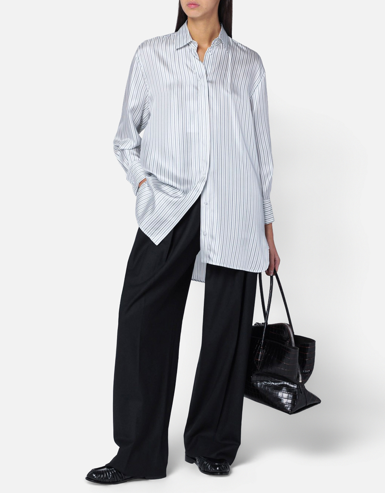 Max Mara オーバーサイズストライプシルクシャツ (トップス) IFCHIC.COM