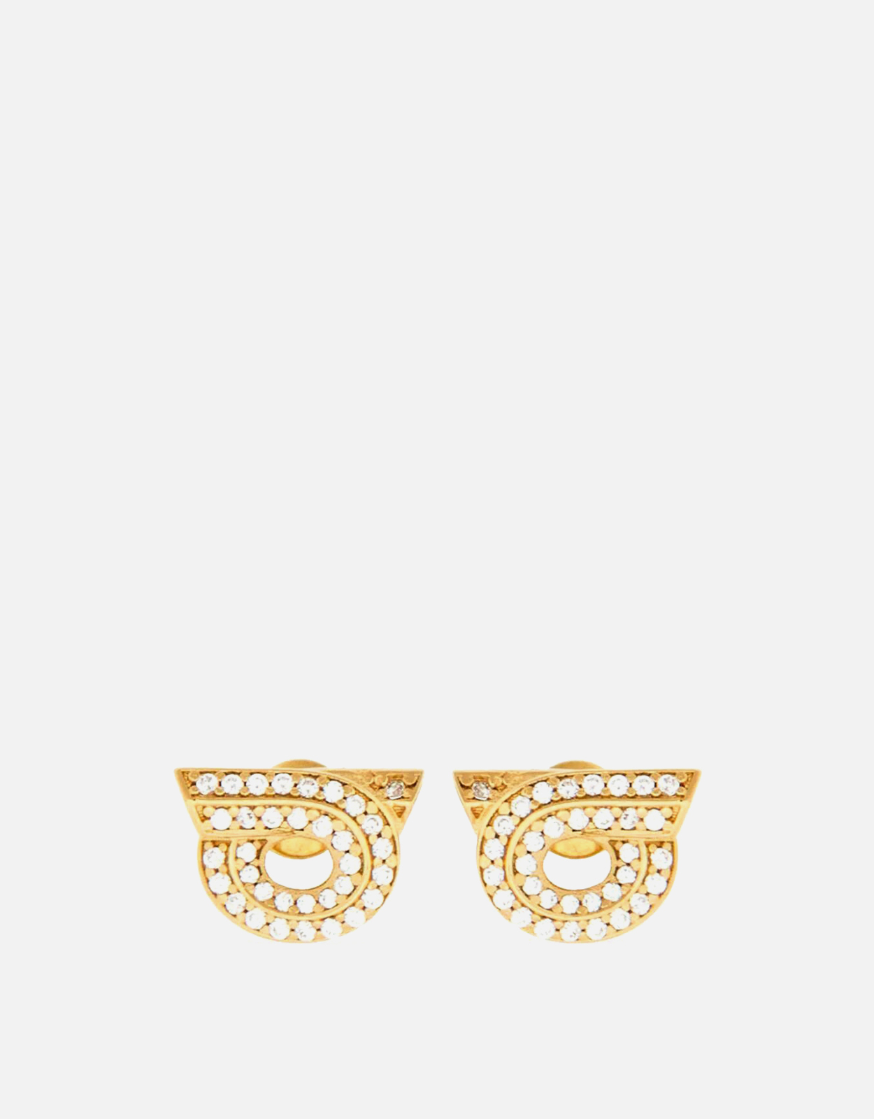 Salvatore Ferragamo Gancini Earrings With Rhinestones　サルヴァトーレ フェラガモ ガンチーニ イヤリング ラインストーン付き Salvatore